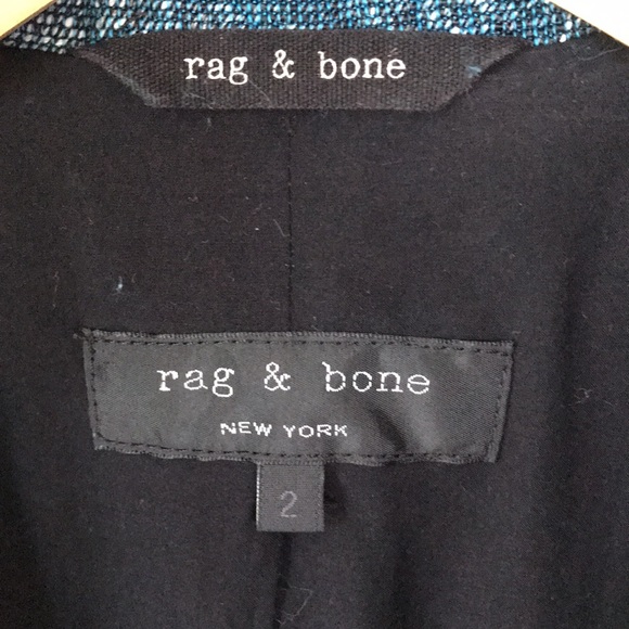 rag & bone Deconstructed Teal Twead Blazer size 2 - Picture 5 of 12